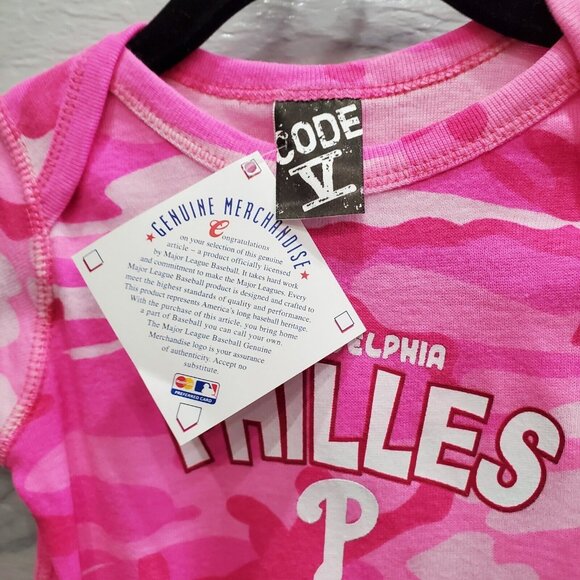 Code V Baby One Piece Romper Size 12 Mo Pink Camo Philadelphia Philles P - Picture 5 of 8
